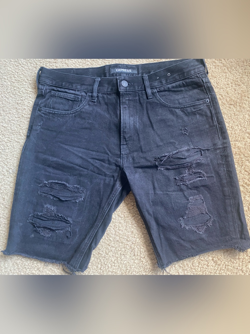 Express Black Denim Jean Shorts - 34 Slim